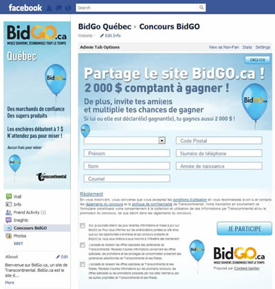 Concours Viral Facebook BidGo